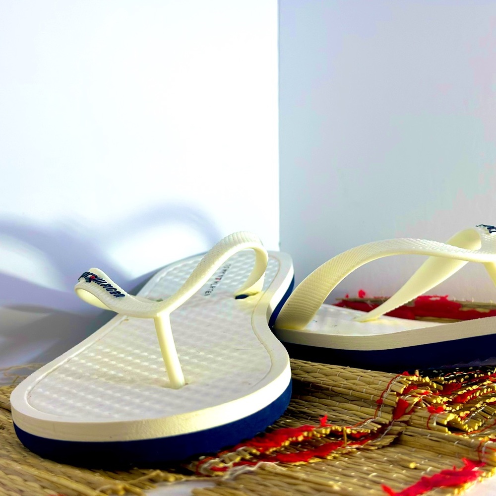 White Tommy, Hilfiger, sandals, flip-flops, house shoes